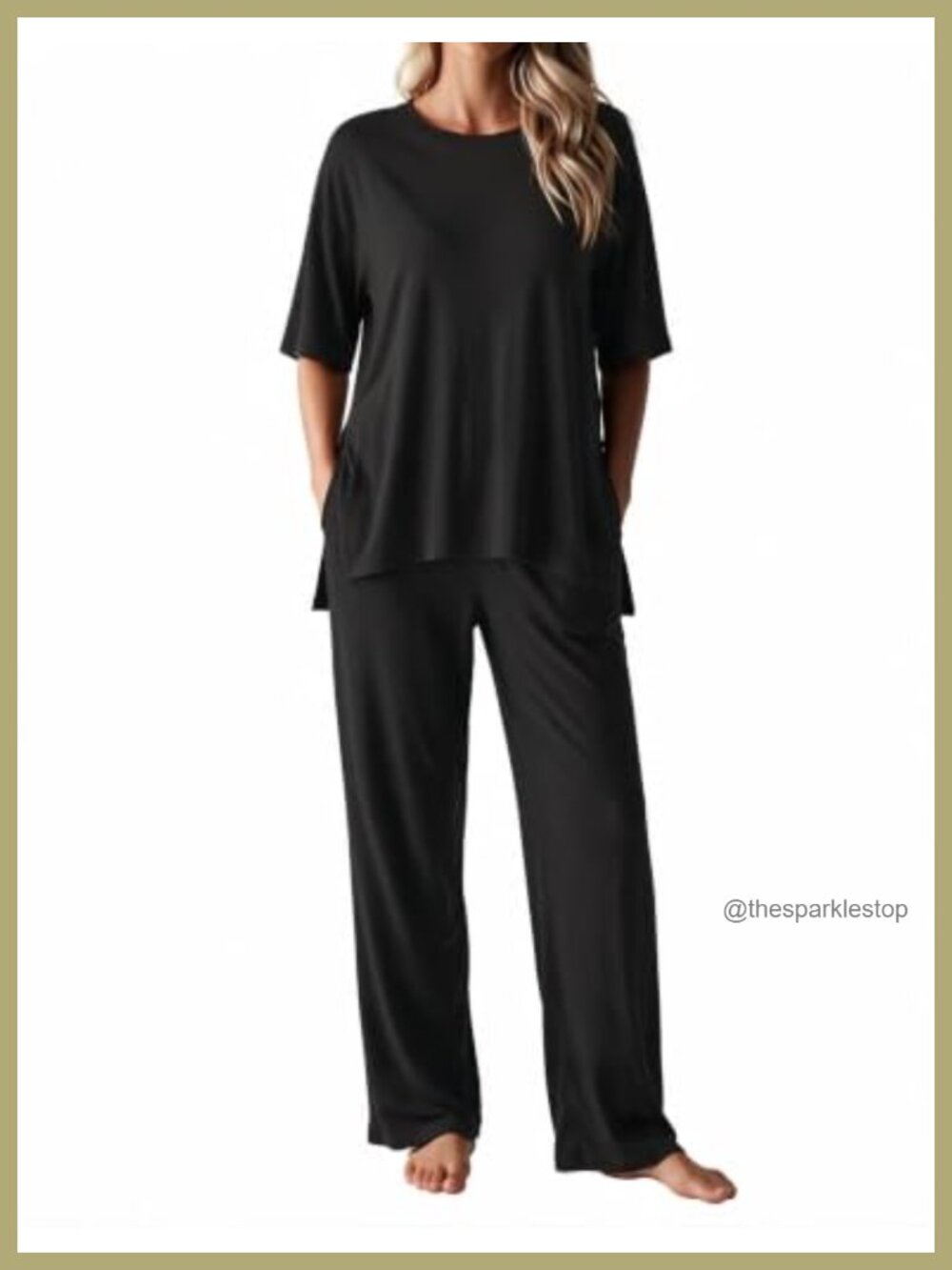 SHESHOW Women's 2-Piece Pajama Set Half Sleeve Top Wide Leg Lounge